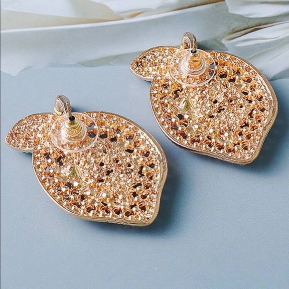 Cubic Zirconia Gold Lemon Earrings - Picture 5 of 6